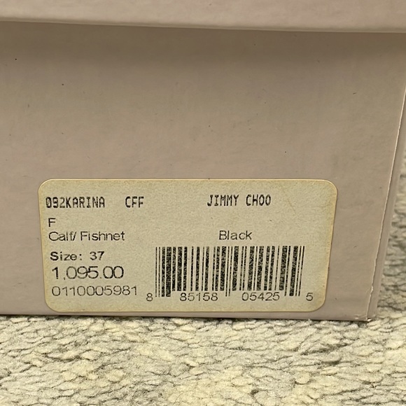 SOLD Jimmy Choo Karina Black Fishnet Studded Calf Leather Cage Heels with Box 37 - Picture 16 of 16